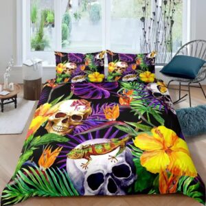 Tropical Skull & Lizard Jungle Exotic Garden Bedding Set