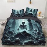 Apocalyptic Skeleton King Skull Ruins Gothic Bedding Set