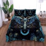 Celestial Darkness Mystic Skull Moth Gothic Art Bedding Set