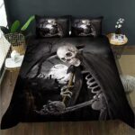 Dark Cemetery Grim Reaper Skeleton Horror Bedding Set