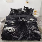 Dark Gothic Skull Bone Veins Art Horror Bedding Set