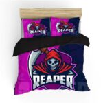 Gamer Grim Reaper Skull Red Hood & Pink Icon Bedding Set