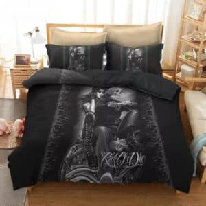 Gothic Motorcycle Lover Ride or Die Skull Bedding Set