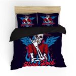 Hard Rock Skeleton Angel Wings Black & Red Bedding Set