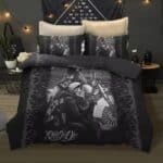 Rebel Skull Ride or Die Biker Black Flames Bedding Set