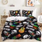 Rock & Roll Skull Mic & Guitars Icon Black Bedding Set