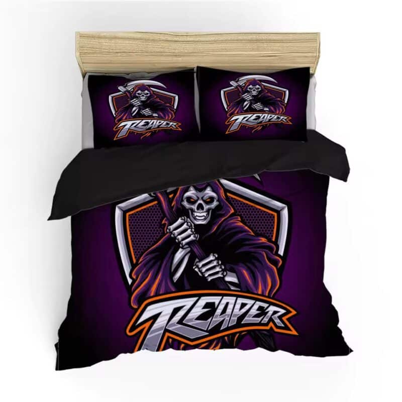 Scary Dark Grim Reaper Skeleton Scythe Horror Bedding Set