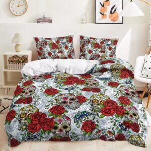 Vibrant Floral Day of the Dead Sugar Skull Bedding Set