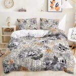 Vintage Halloween Skull & Pumpkin Typography Bedding Set