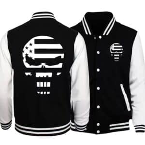 Badass American Flag Skull Head Abstract Art Varsity Jacket