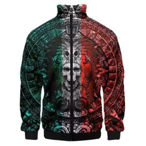 Badass Ancient Aztec Skull Warrior Red Green Bomber Jacket