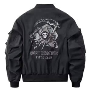 Black Tactical Skull Patch Military-Style Bomber Jacket