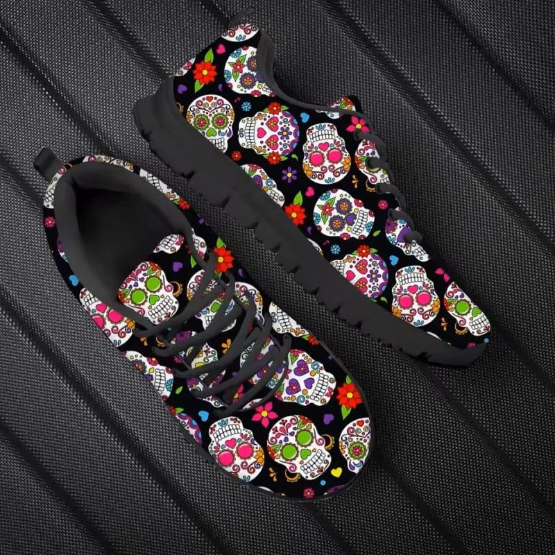 Colorful Sugar Skull Floral Festival Art Low Top Sneakers