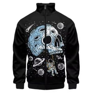 Cosmic Skull Astronaut Planet Black Space Bomber Jacket