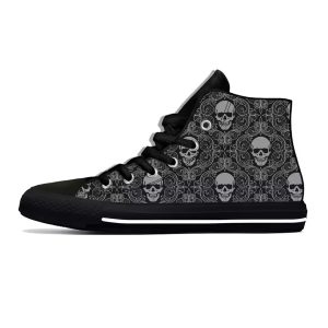 Elegant Gothic Skull Intricate Pattern High Top Sneakers