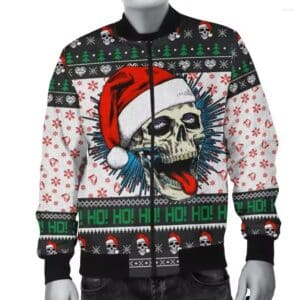 Funny Santa Gothic Skull Face Christmas Men's Bomber Jacket