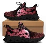 Grunge Pink Skull Print Black Chunky Sole Low Top Sneakers