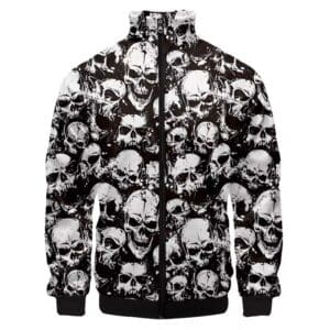 Haunted Grunge Skull Print Pattern Horror Bomber Jacket