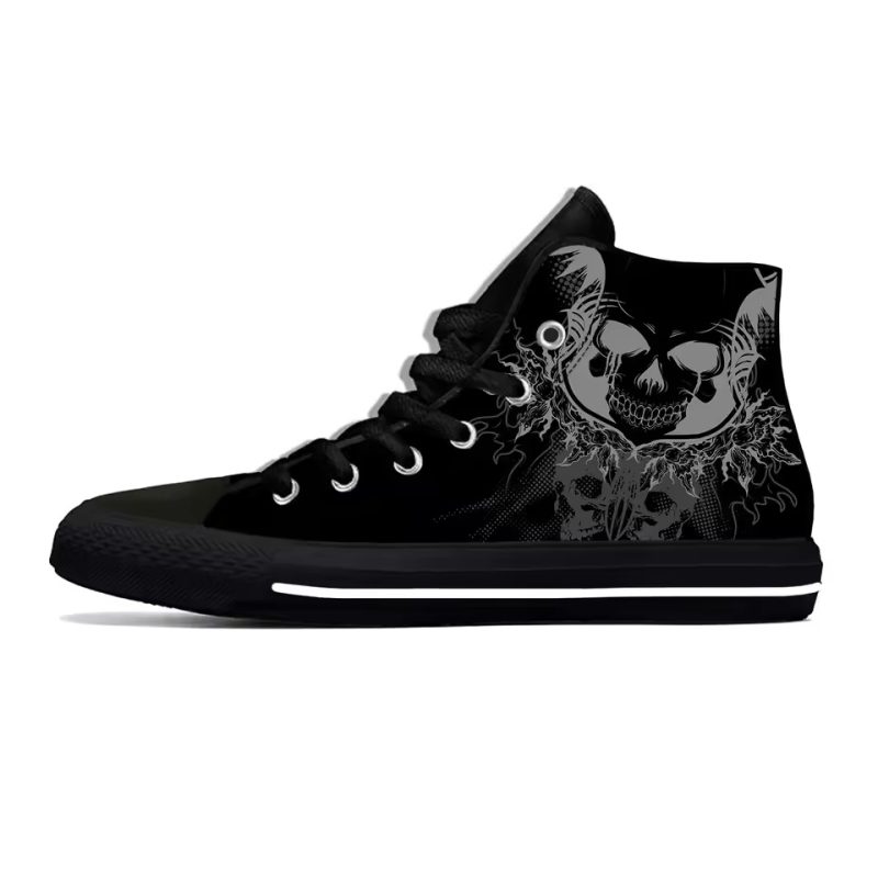 Horror Gothic Demon Skull Negative Art High Top Sneakers