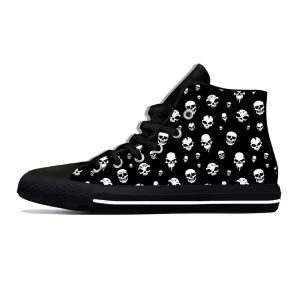 Horror Mini Skull Drip Pattern Black High Top Sneakers