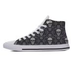 Intricate Floral Skull Pattern White High Top Sneakers