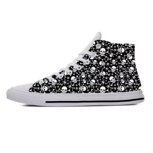 Mini Skull Crossbones All-Over Print White High Top Sneakers