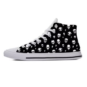 Minimalist Skulls Icons Horror White High Top Sneakers