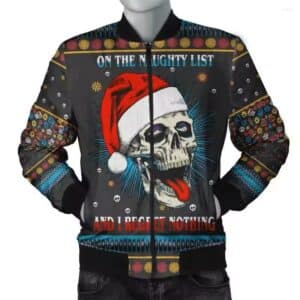 Naughty List Rebel Santa Skull Christmas Men's Bomber Jacket