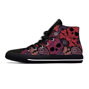 Psychedelic Paisley Skull Design Gothic High Top Sneakers