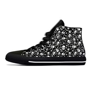 Punk Rock Skull Crossbones Pattern Black High-Top Sneakers