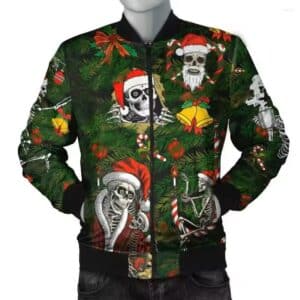 Skeleton Santa Gothic Christmas Graphic Men's Bomber Jacket